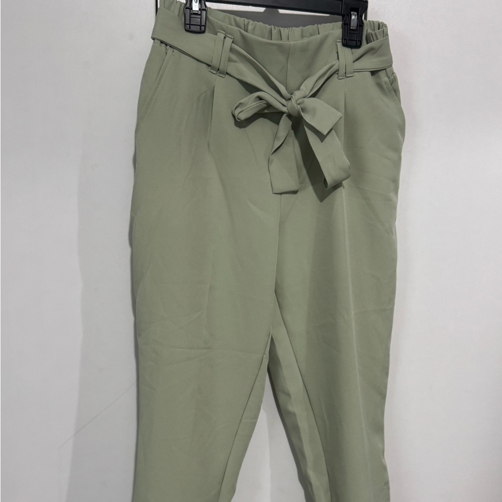 Women's Olive Green Tie-Waist Pants